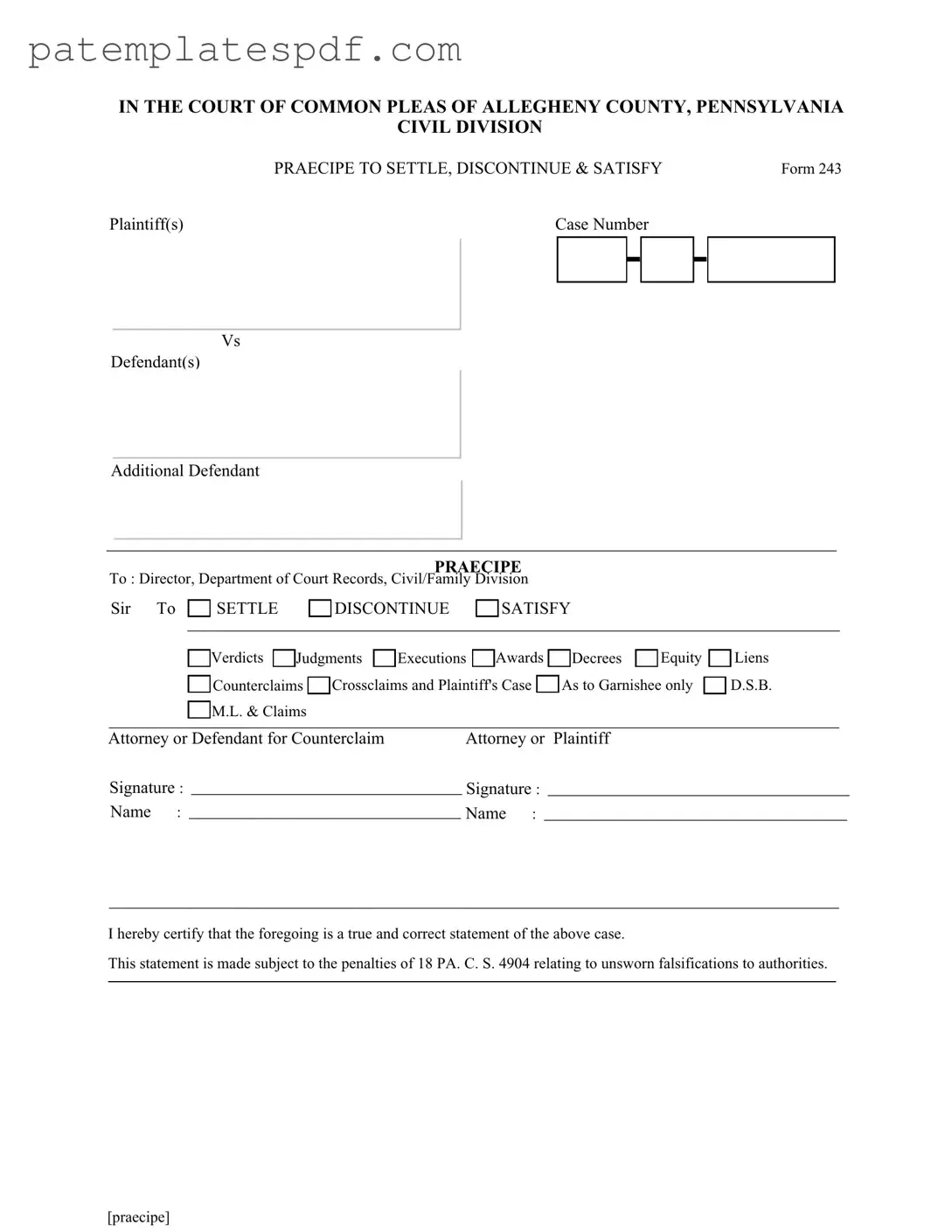 Pennsylvania 243 PDF Form