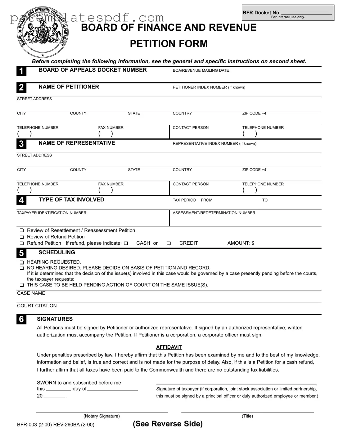 Pennsylvania Bfr 003 PDF Form