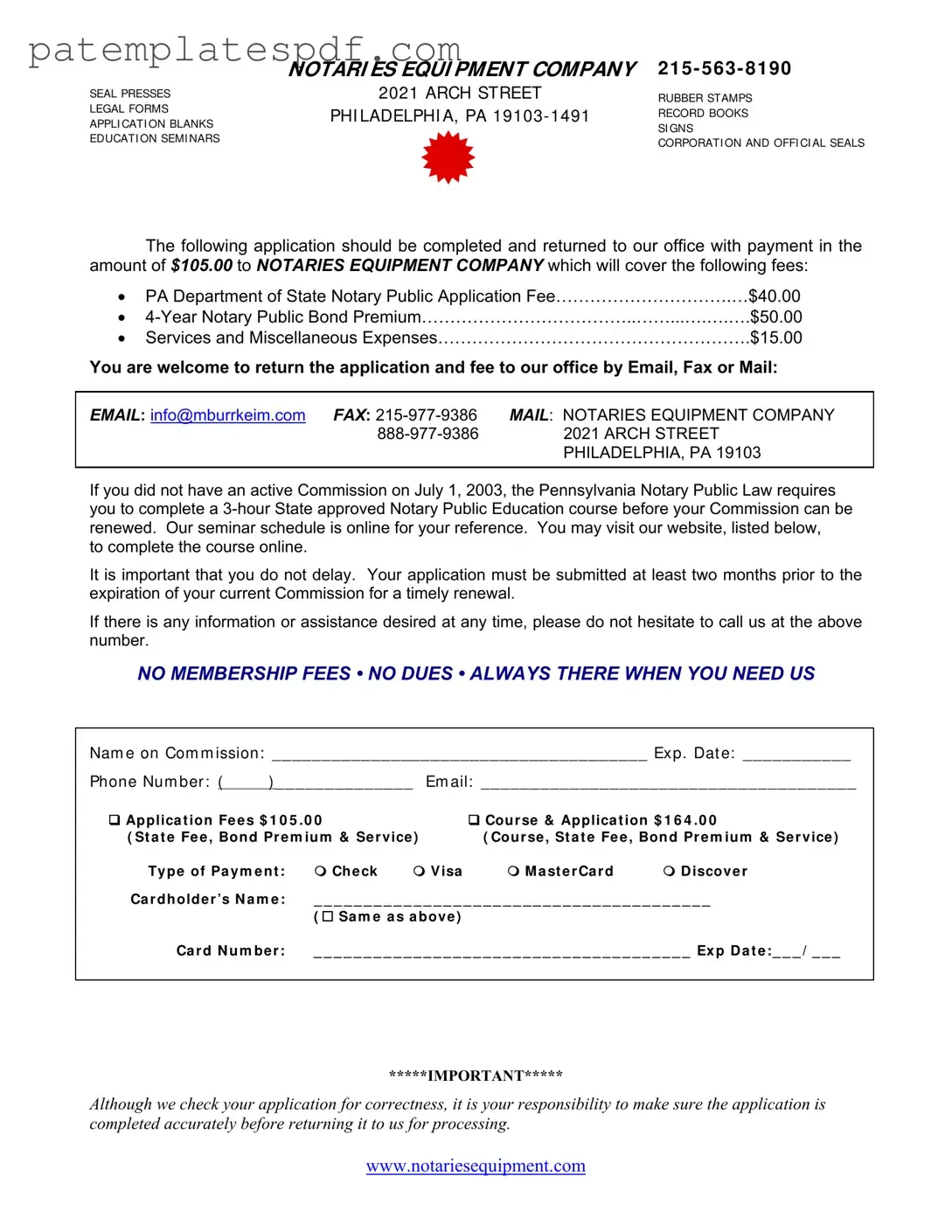 Pennsylvania Public Application PDF Form