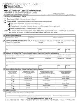 Pennsylvania Mv 1L PDF Form