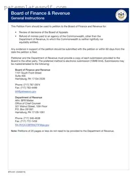 Pennsylvania Petition PDF Form